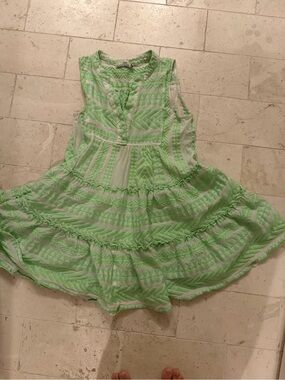 Sleeveless Green Tiered Summer Dress Size S